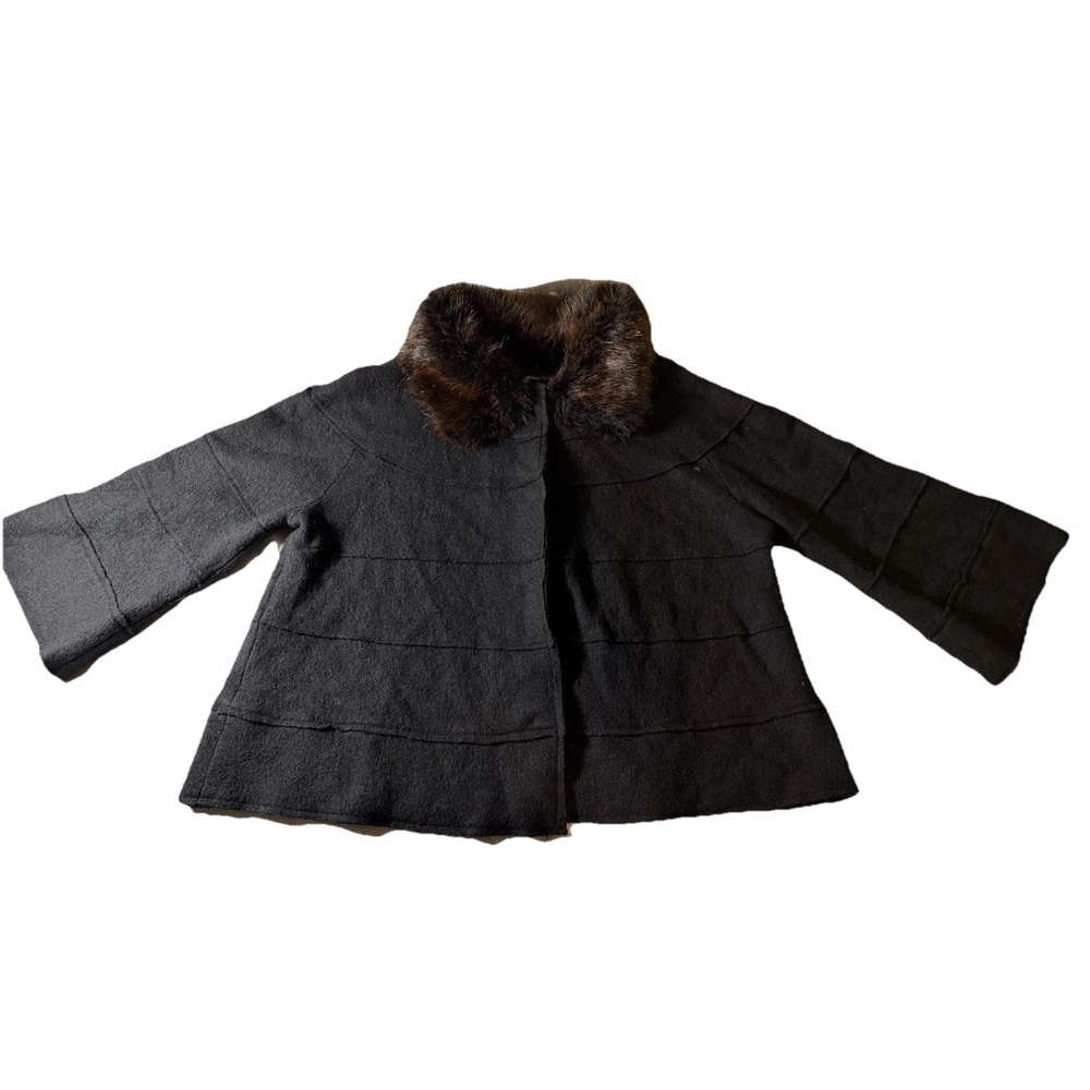 Athena Marie Wool Blend Jacket Faux Fur Collar Women's XL